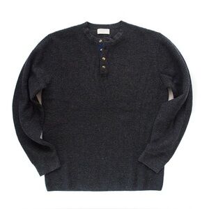 NWT Candy & Caviar micro waffle Henley long sleeve charcoal grey size large